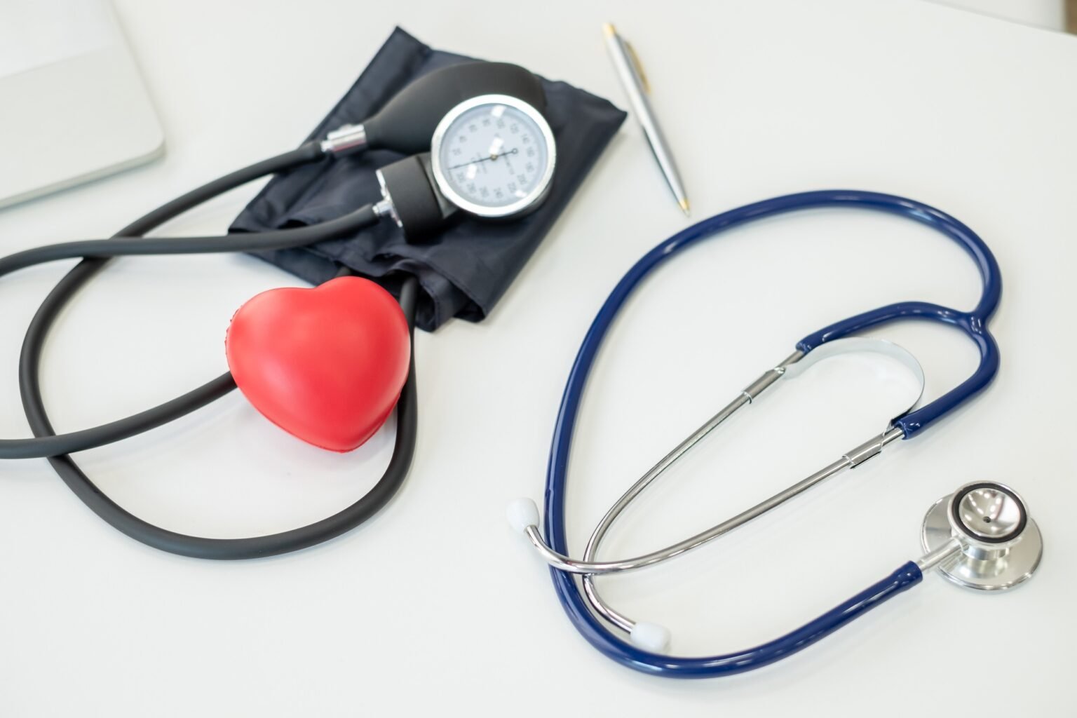 Medical equipment placed on a clean white background.